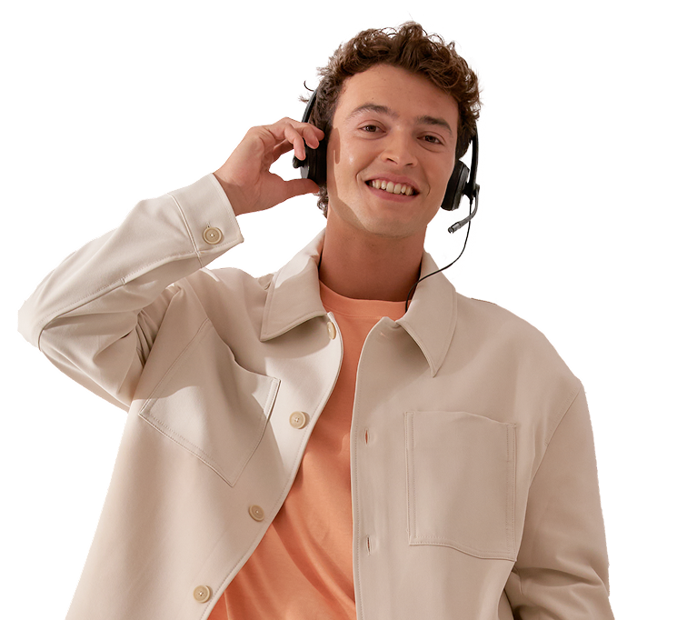 Man wearing a headset smiling