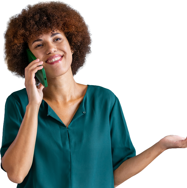 Woman smiling while on a phone call