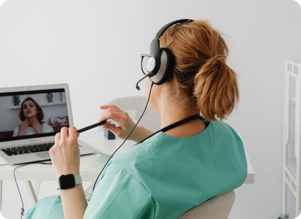 Doctor on video call