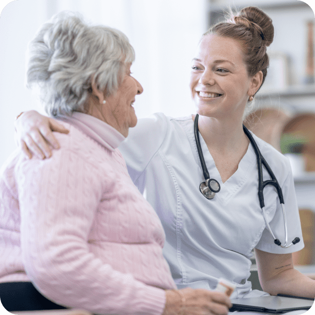 Female doctor with patient