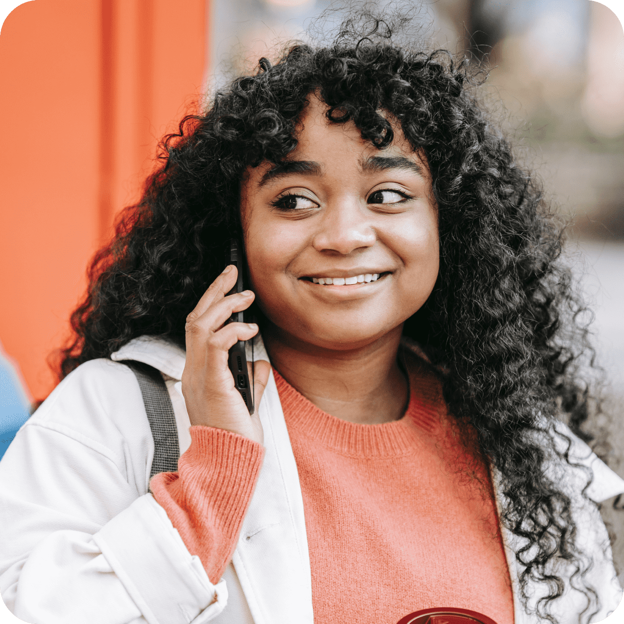 Woman answering phone call